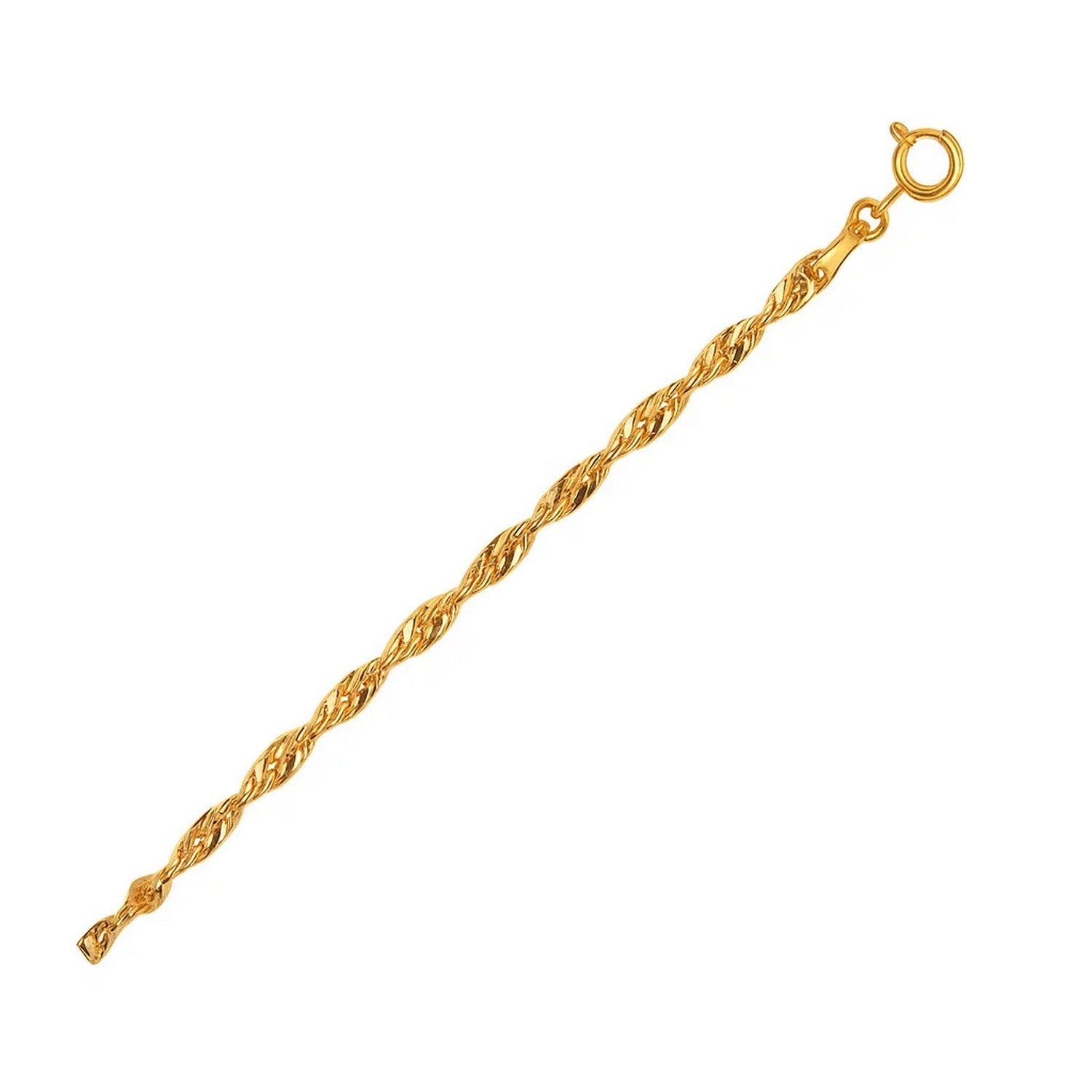 10k Yellow Gold Singapore Bracelet (2.20 mm) in a sleek high-contrast midnight luxury editorial style